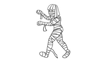 Mummy Female in Black White, Cartoonish